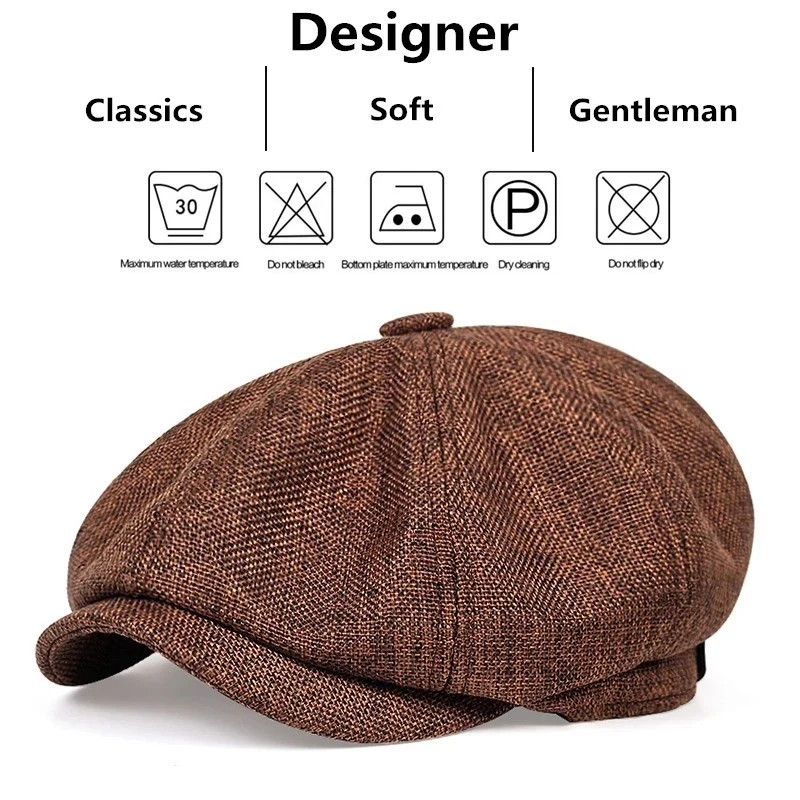 Vintage Newsboy Cap Gatsby Hat Classic 8 Panel Flat Ivy Cabbie Driver Cap