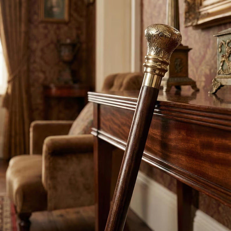 Handmade Brass Handle Wooden Walking Cane Antique Gentleman Gift Walking Stick