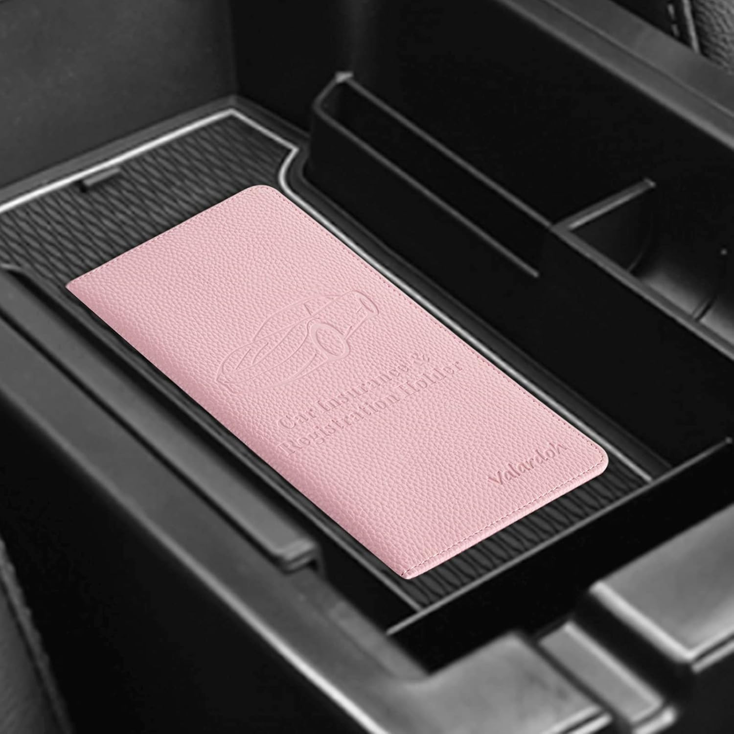 Premium Car Registration And Insurance Card Holder Car Document Holder (Pink)