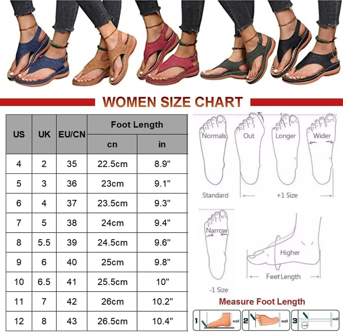 Low-Wedge Women Orthopedic Sandals Casual Flat Shoes Flip Flops Ladies Anti-Slip