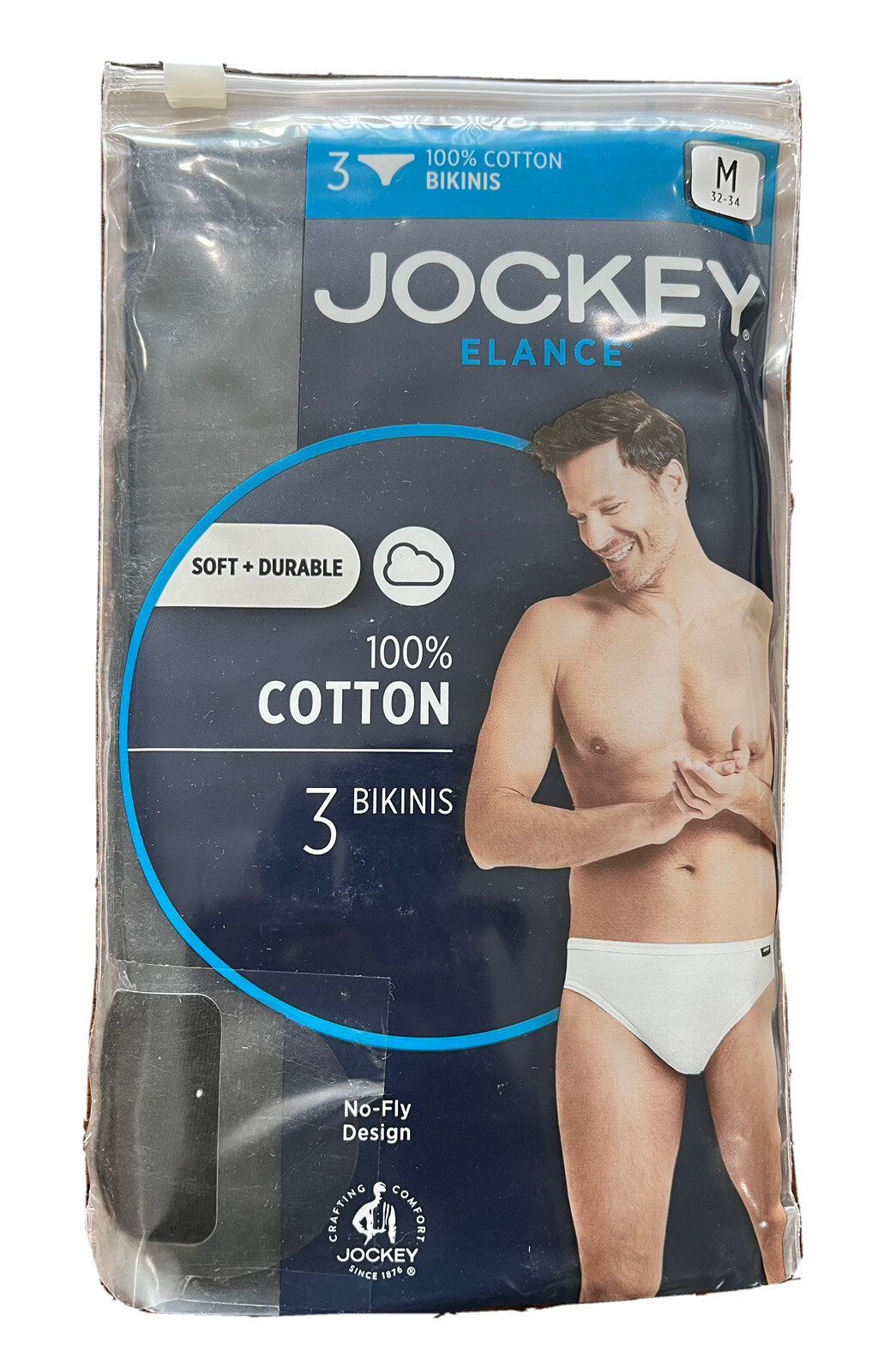 New Men’s Jockey 3-pack (Black) Color Bikini Briefs Underwear 100% Cotton
