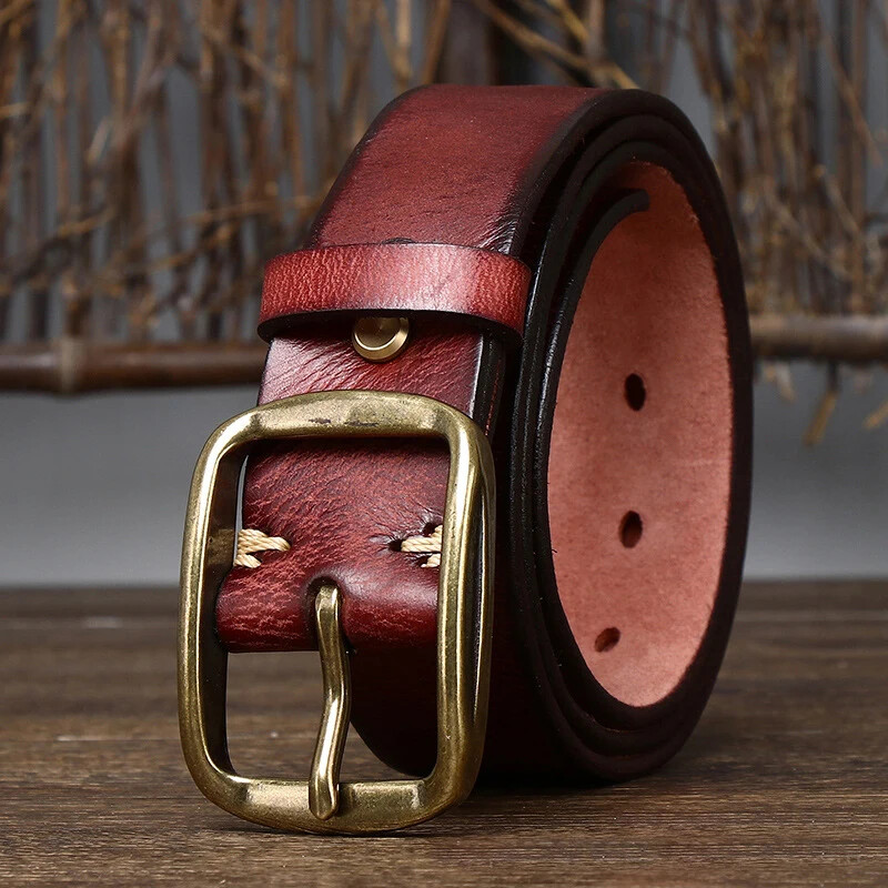 3.8CM Thick Cowhide Genuine Leather Belt Jeans Belt for Men Retro Strap Cintos