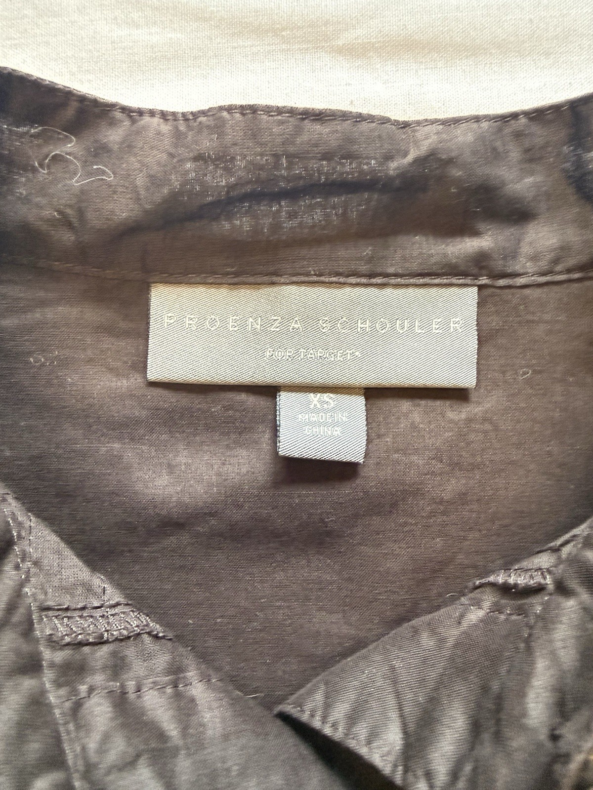 Proenza Schouler White Label Brown Pintuck Cotton Blouse XS | 100% Cotton