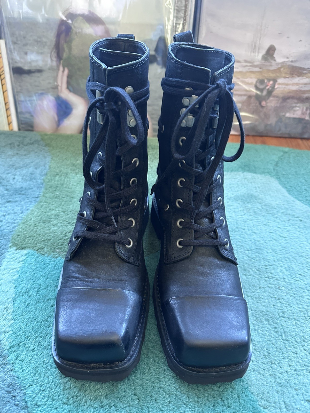 Fluevog NEARLY NEW Carlton MK1 Donohue black lace-up boot w/ lace detail W8/M6