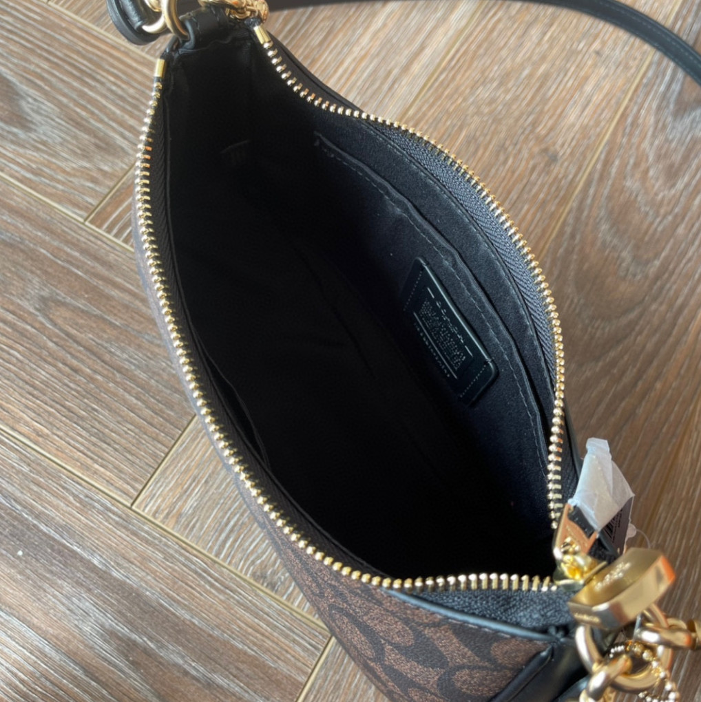 NWT COACH CA548 Teri Shoulder Bag In Signature Canvas/Gold/Brown Free