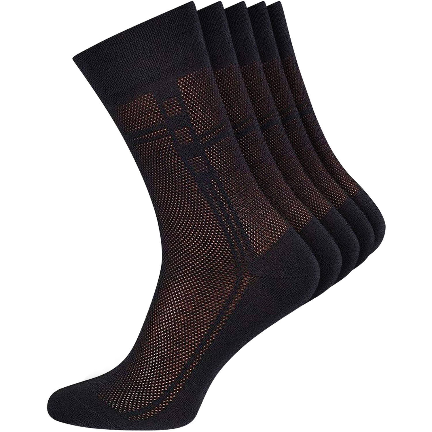 Duna Mens Black Dress Socks Ultra Thin Breathable Cotton Lightweight Socks 5 pcs
