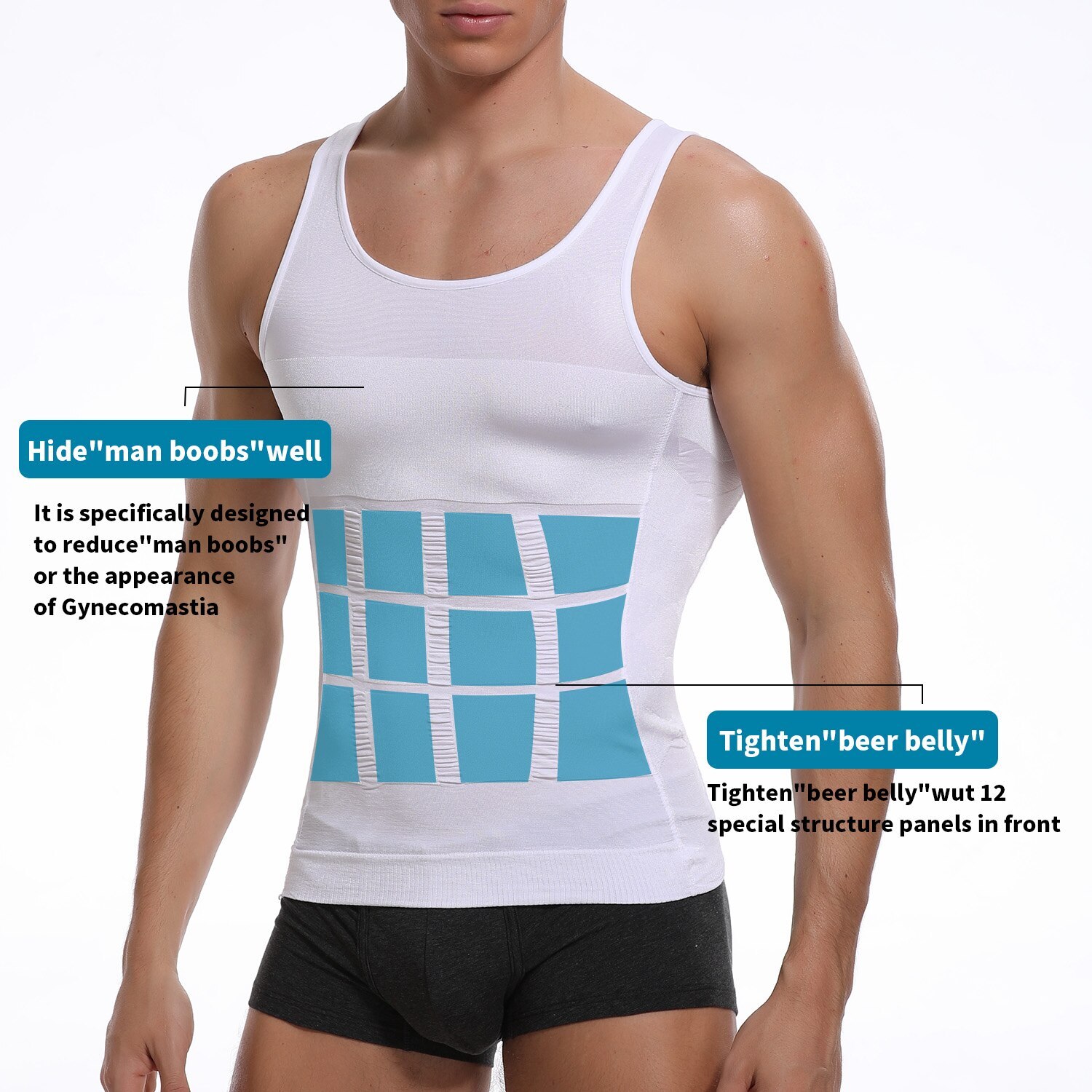 Fajas Para Hombres Faja Reductora De Hombre Mens Body Shaper Abdomen Control Top