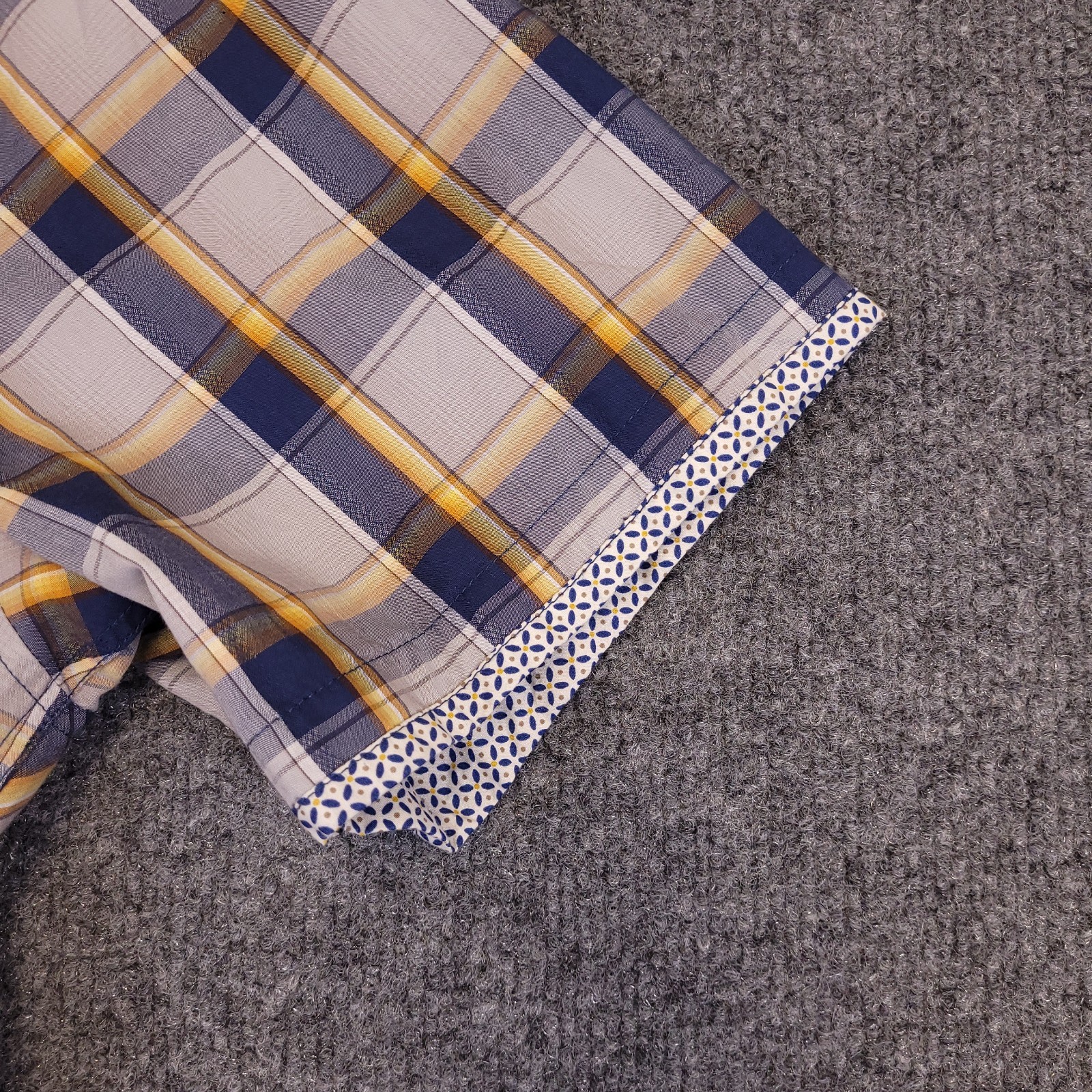 7D 7 Diamonds Mens 2XL Shirt Plaid Cotton Short Sleeve Trim Contrast Spread