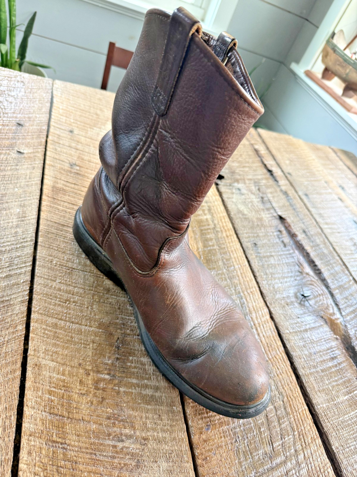 Red Wing Pecos 4470 Brown Leather Steel Toe Boots Men’s Size 11 EE Pull On Shoes