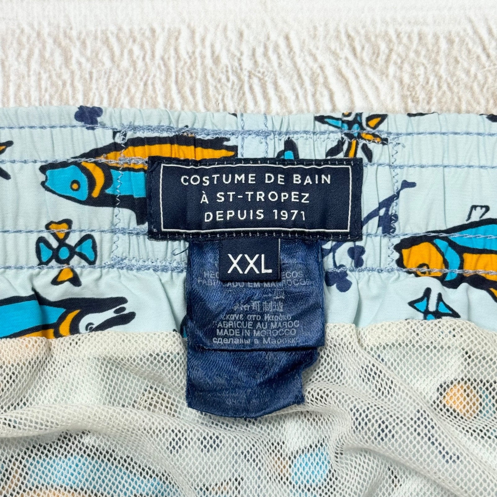 Vilebrequin Men’s Luxury Moorea Fish Print Blue Swim Shorts Trunks Size XXL