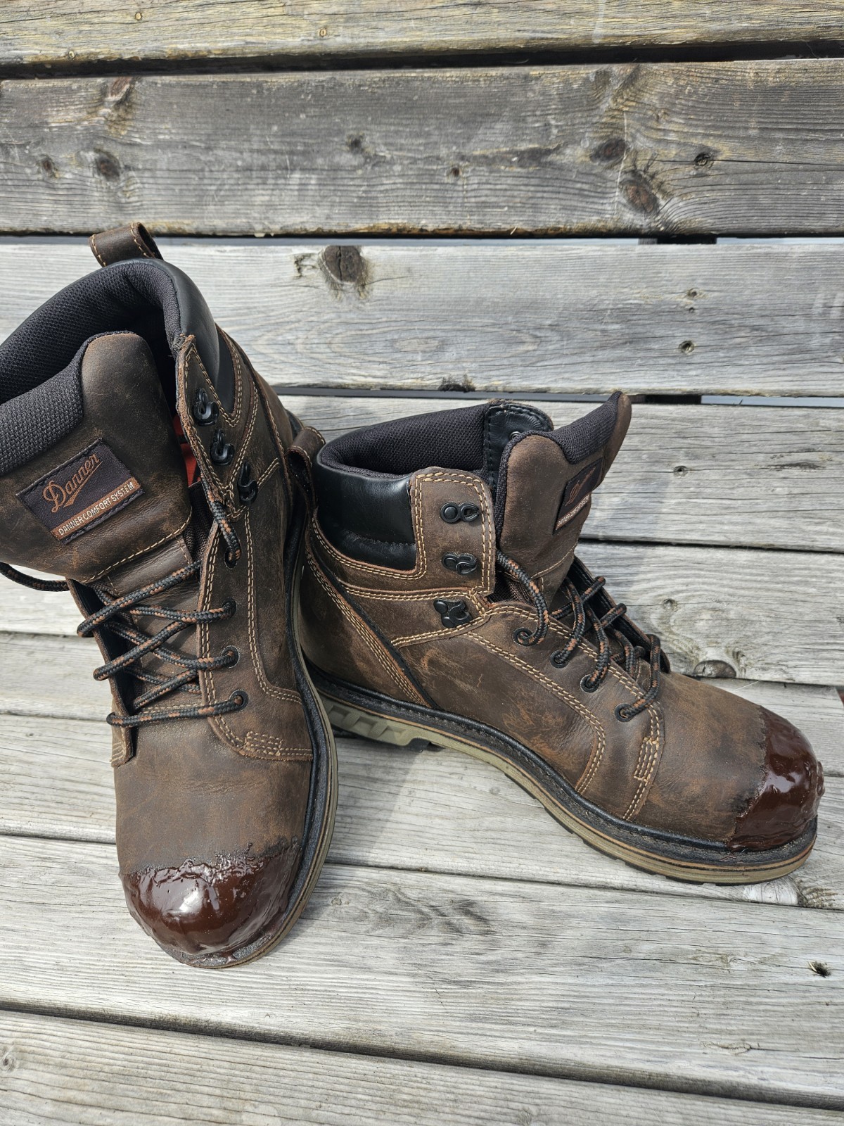 Danner steel yard 6″ ST boot 6 Mens 10.5 D Brown Tuff Toe Cover Lace Up 12531