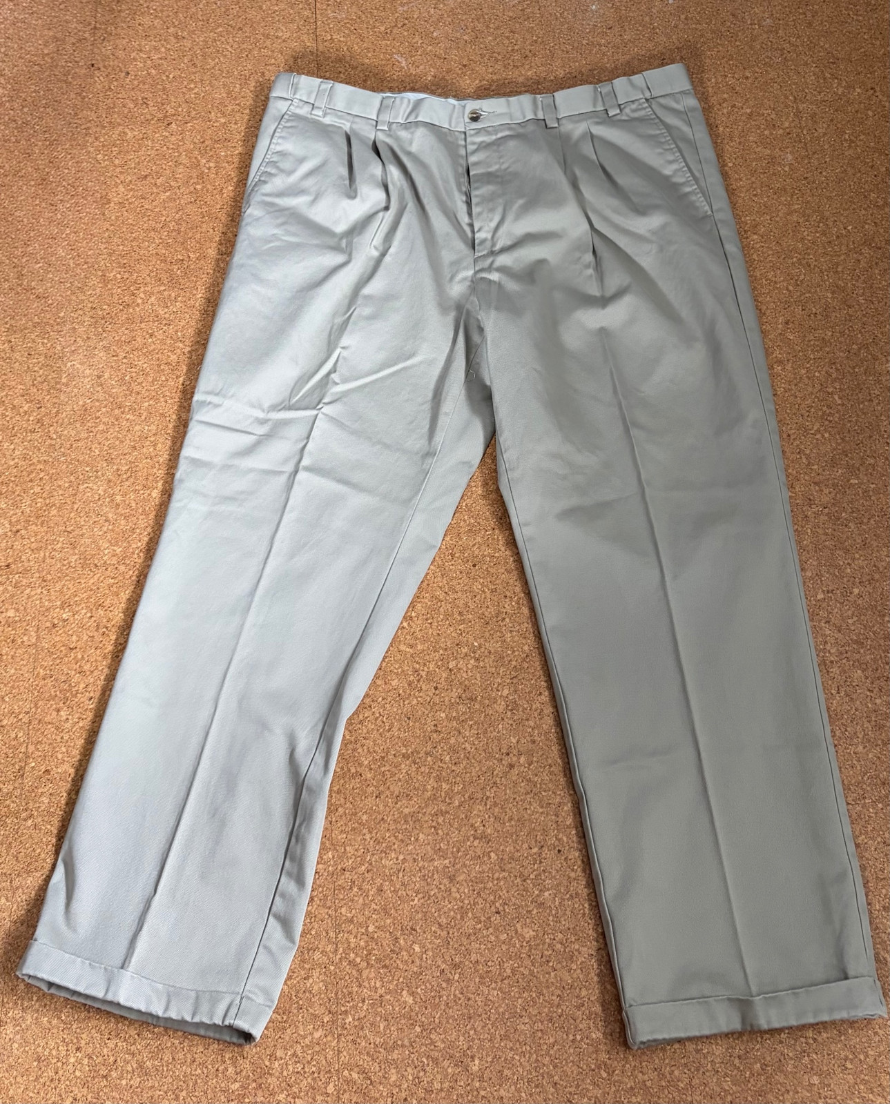 1990s Vintage Men’s Beige Cotton Pleated Trousers Size N/A
