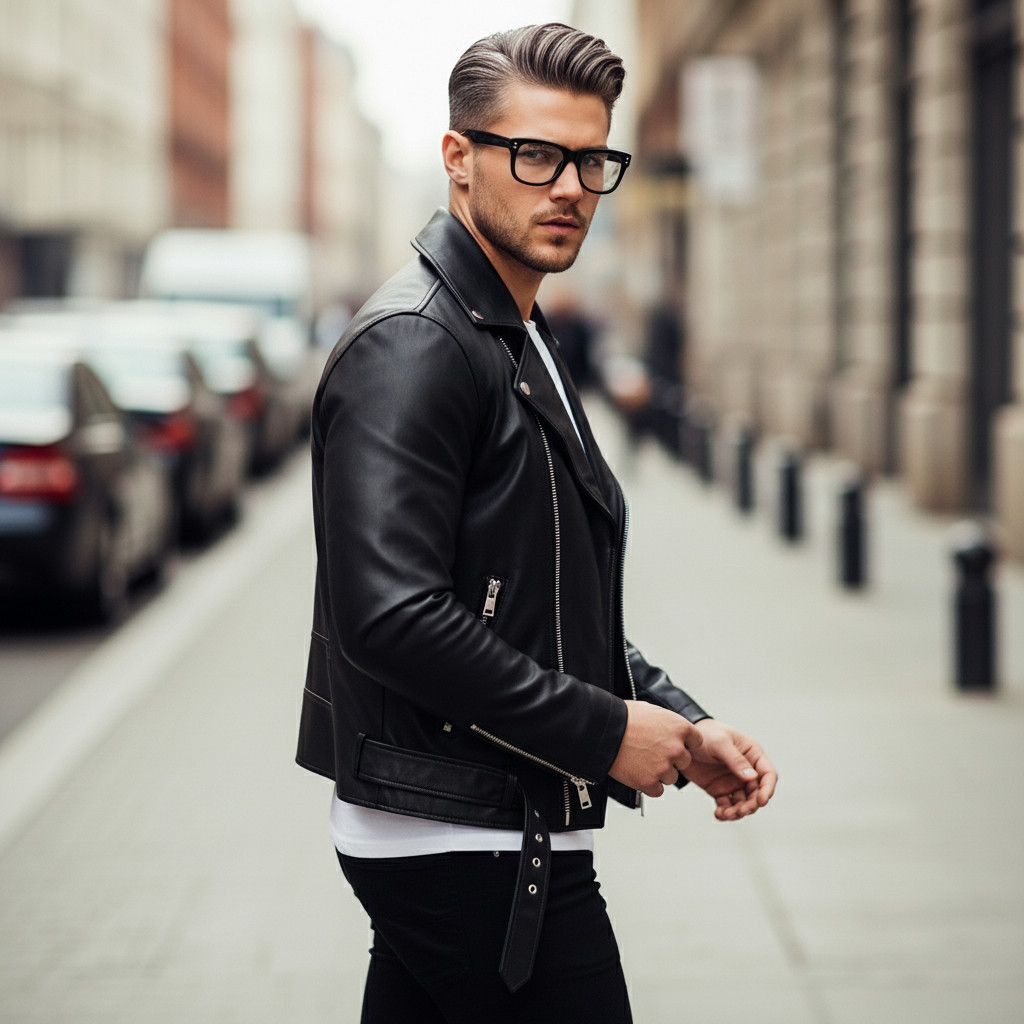 Men’s Retro Buffalo Black Leather Motorcycle Jacket Classic Brando Biker Jacket