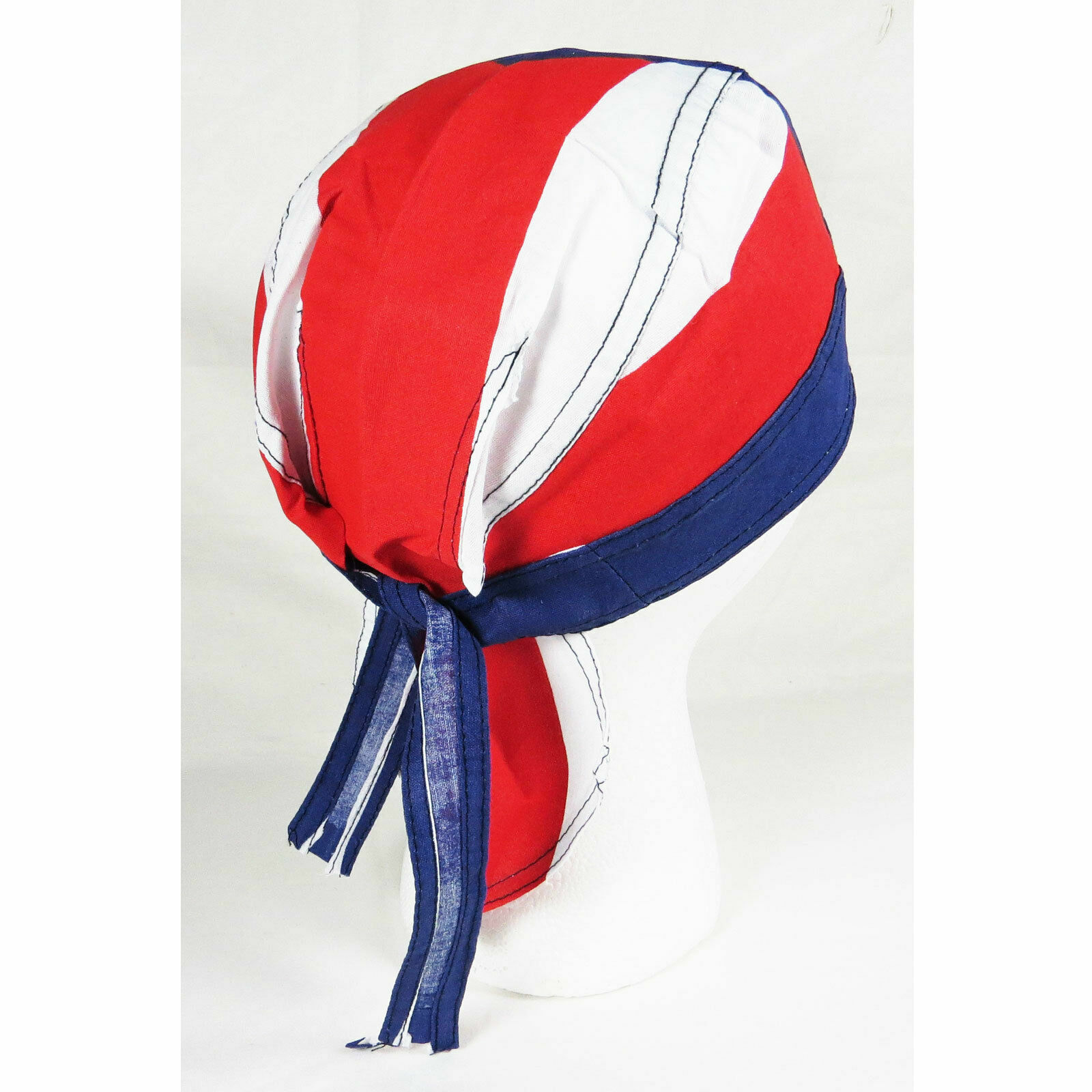 PUERTO RICO Flag FITTED TIED BANDANA DO RAG w/Ties Cotton Head Cap Wrap Doo Rag