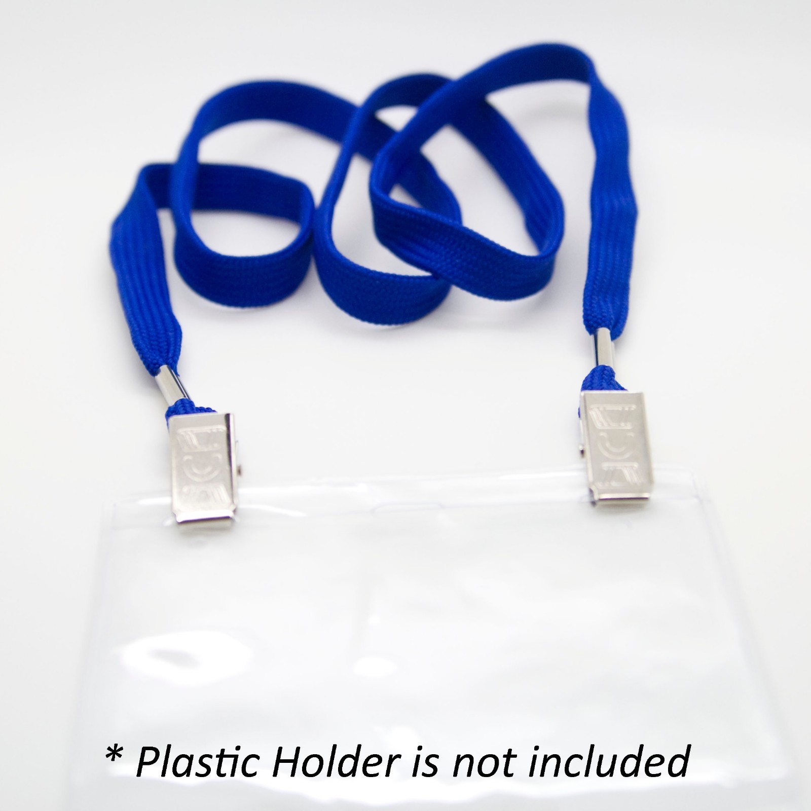 10 PCS DOUBLE END 1/2″ WIDE NECK LANYARD WITH BULLDOG CLIP HIGH QUALITY – BLUE