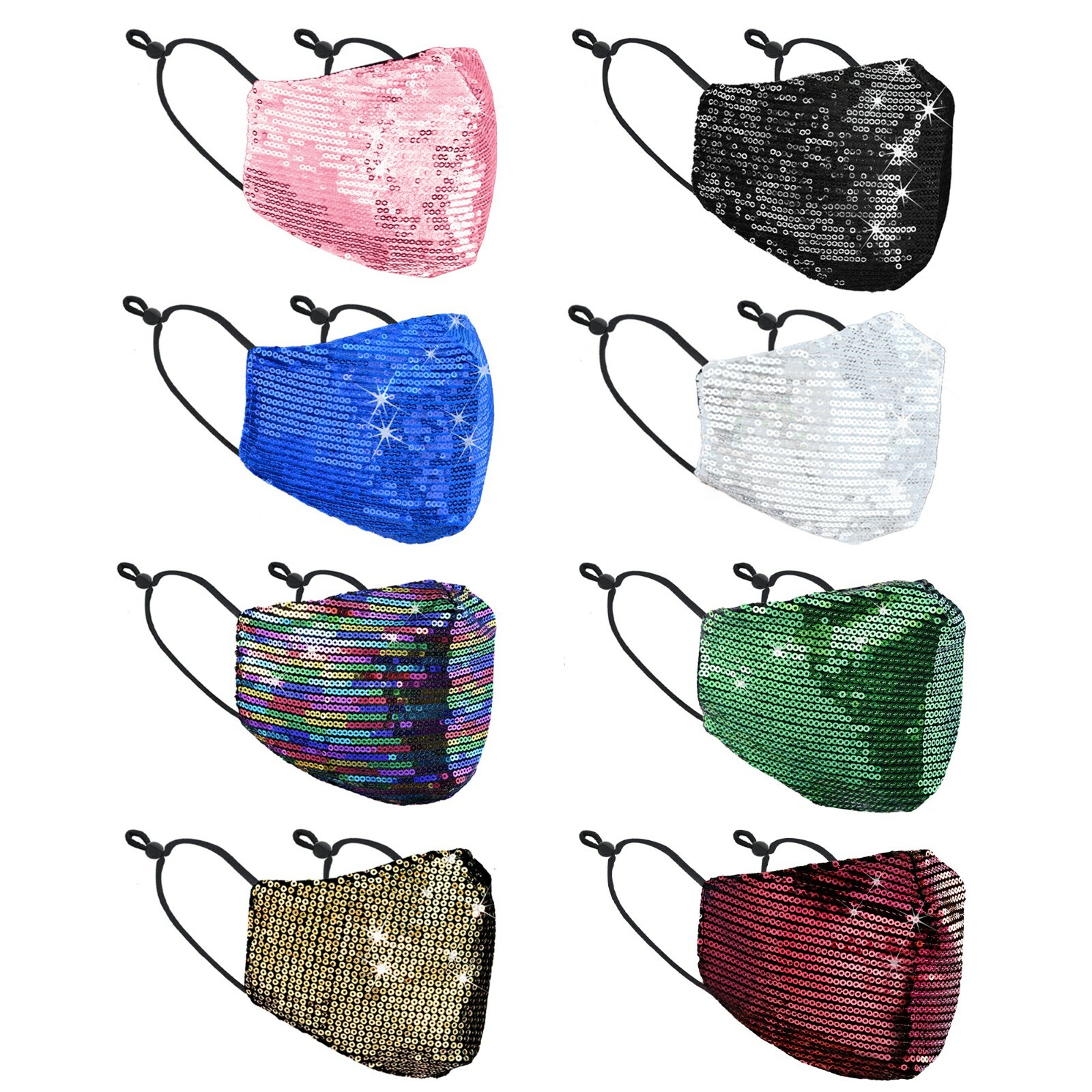 Sequin Glitter Fabric Shiny Fashion Bling Face Mask Washable Reusable USA Seller