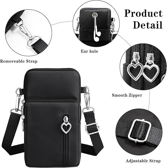 Small Crossbody Bags For Women Travel Pouch Shoulder Bag Cell Phone Purse Black