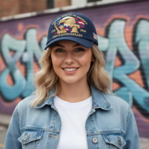 Baseball Cap USA 250th Anniversary Eagle Print Hat Washed Cotton Trucker Unisex