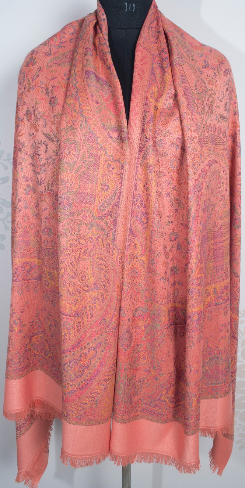 PEACH Large Floral Jacquard Shawl Soft Warm Cashmere Blend All Seasons Wrap