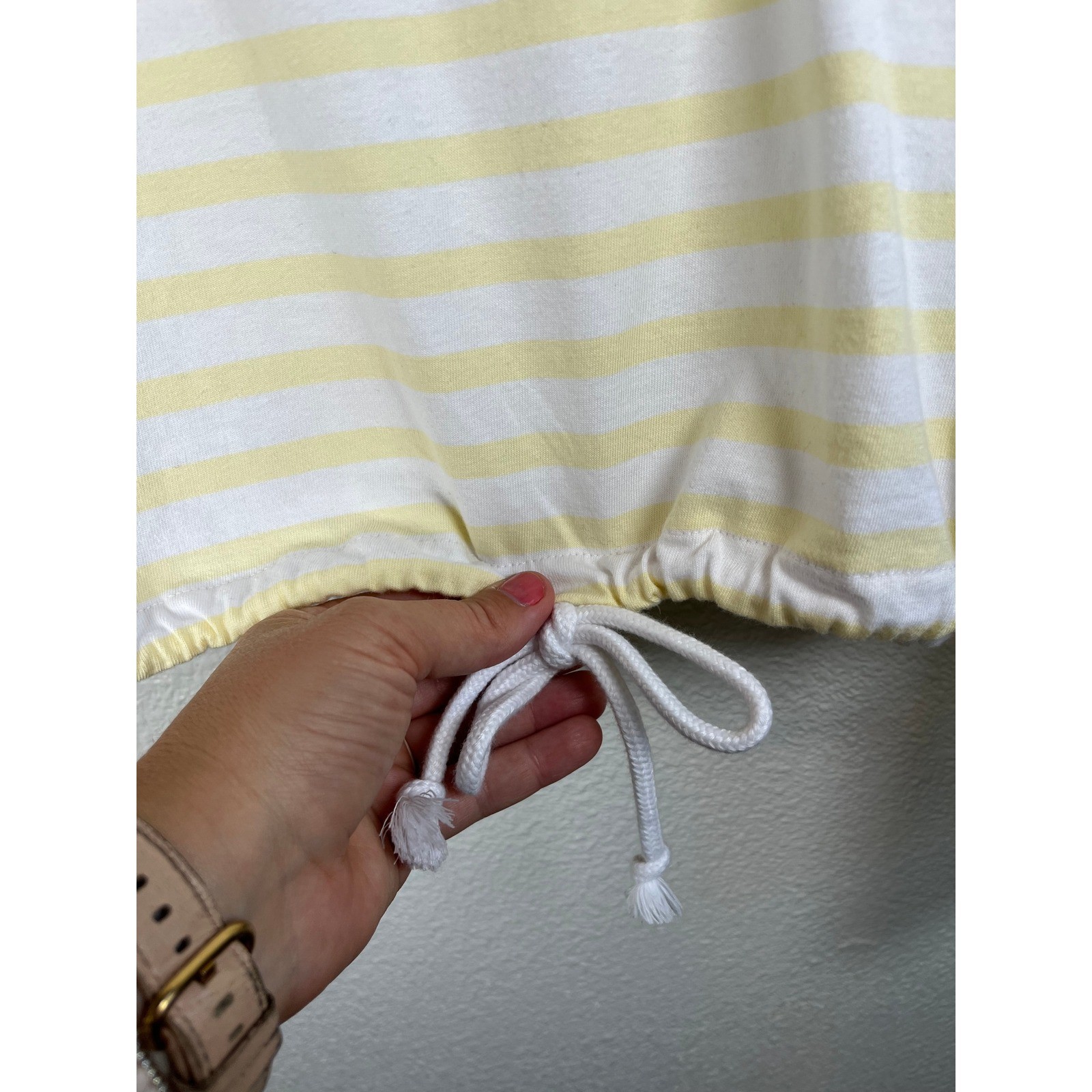 NWT Madewell The Perfect Tie-Waist Tee Allday Jersey Sheer Pineapple Striped SM