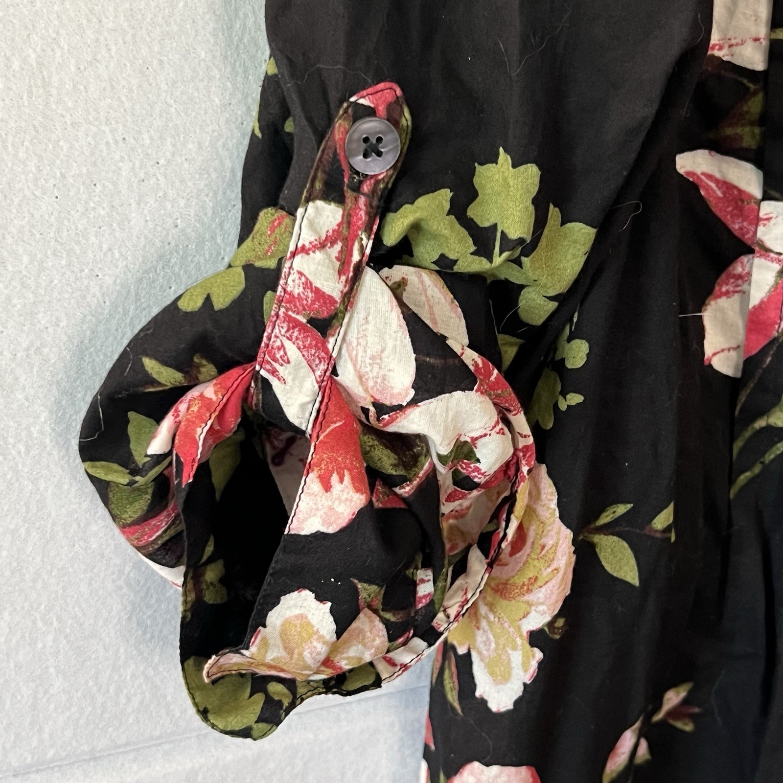 Roman’s Women’s Tunic Blouse Size 18 Extra Large Roll Tab Sleeve Floral Pink