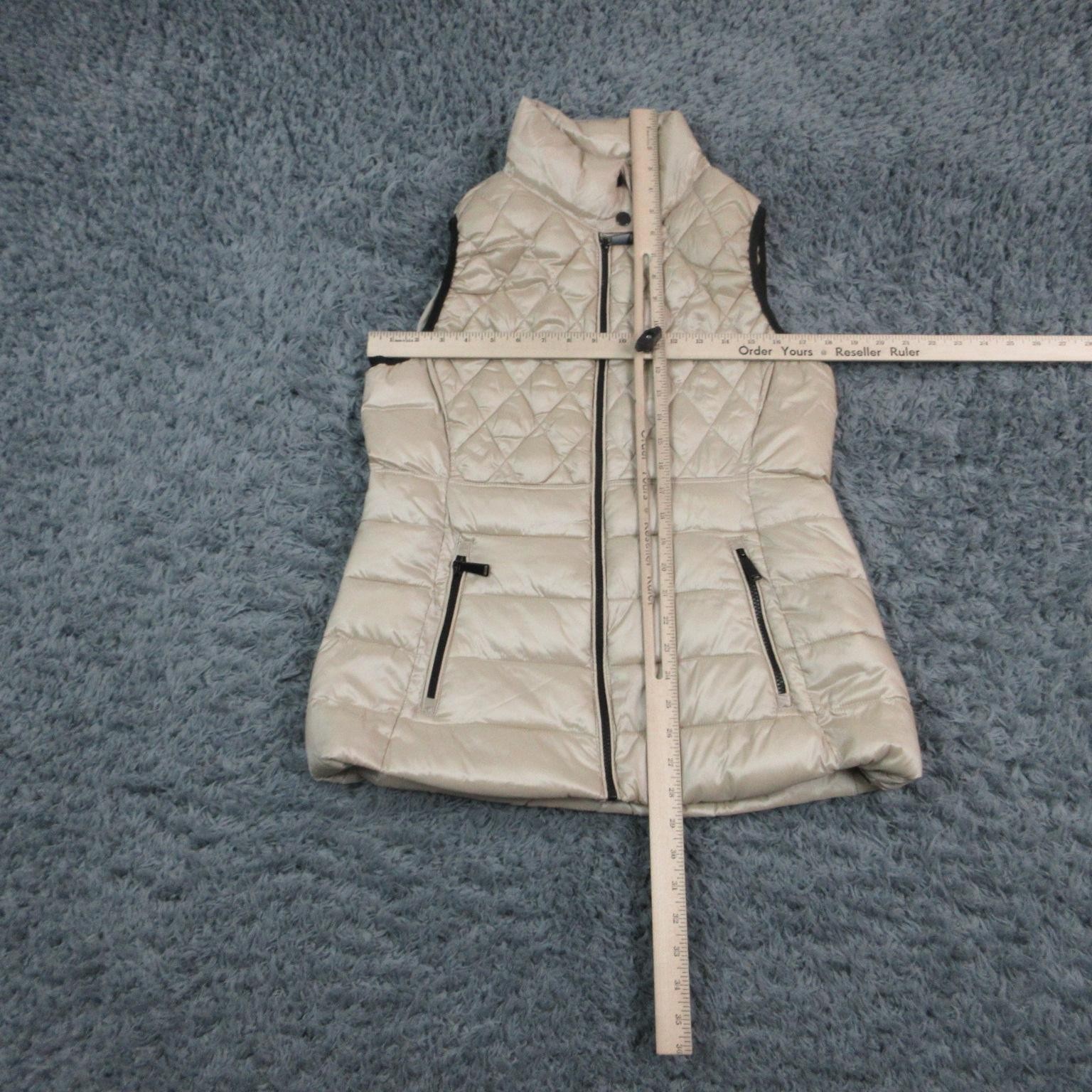 Philosophy Vest Womens M Beige Quilted Lined Insulated Pockets Zip Collared NWT
