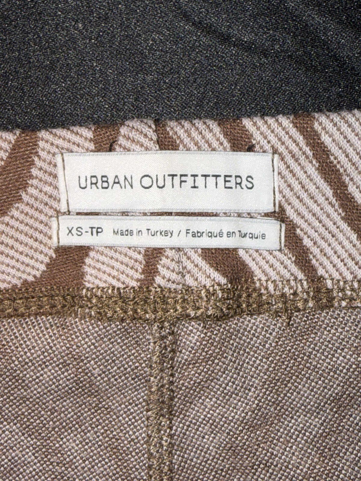 Urban Outfitters Bryn XS Flare Pants Brown Cream Swirl High Rise Pull-On Y2K 70s