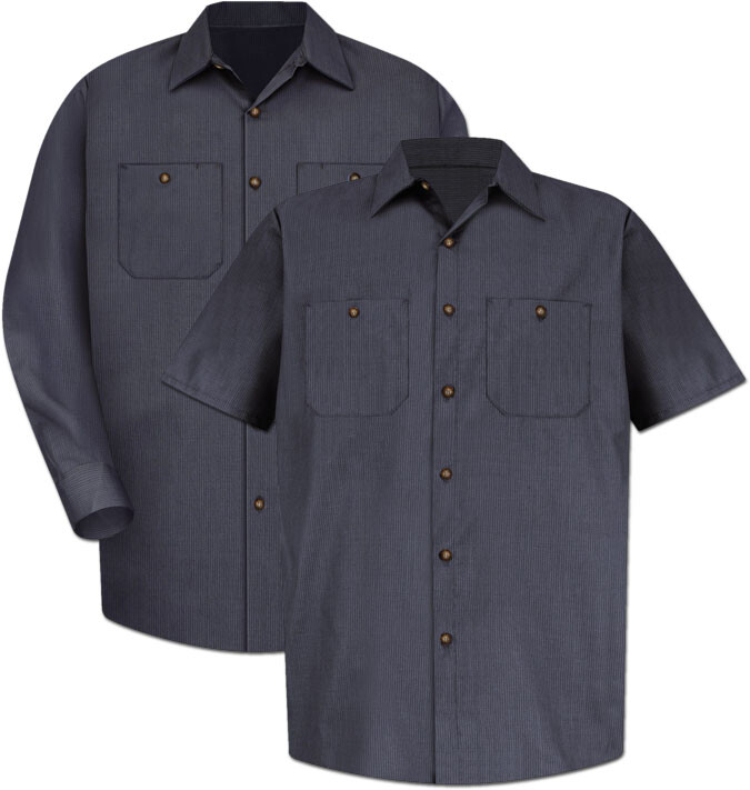 Red Kap Work Shirt Poplin Geometric Microcheck 2 Pocket Men’s Industrial Uniform