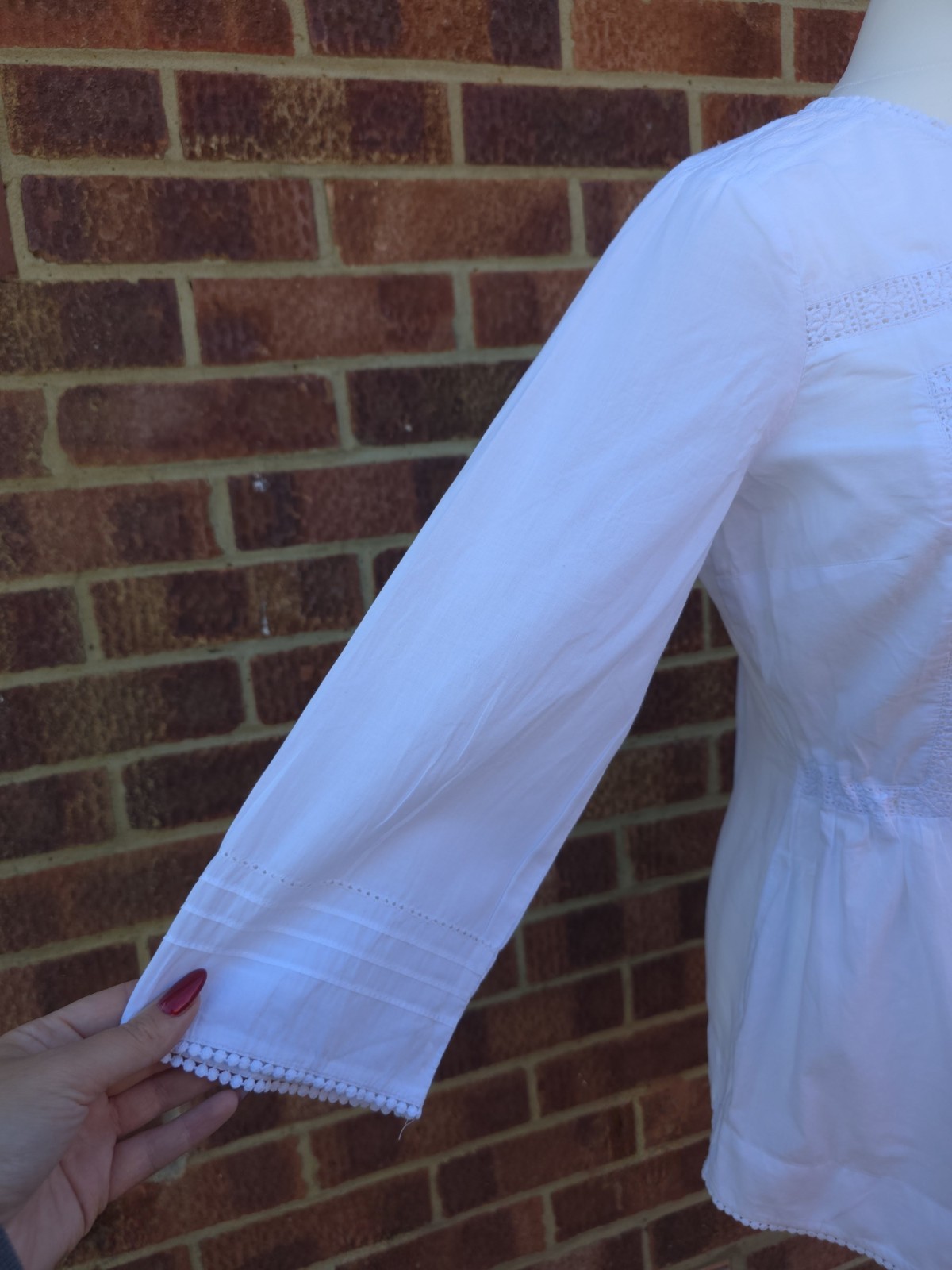 Marks & Spencer White 100% Cotton Anglaise Broderie Openwork Embroidered Blouse