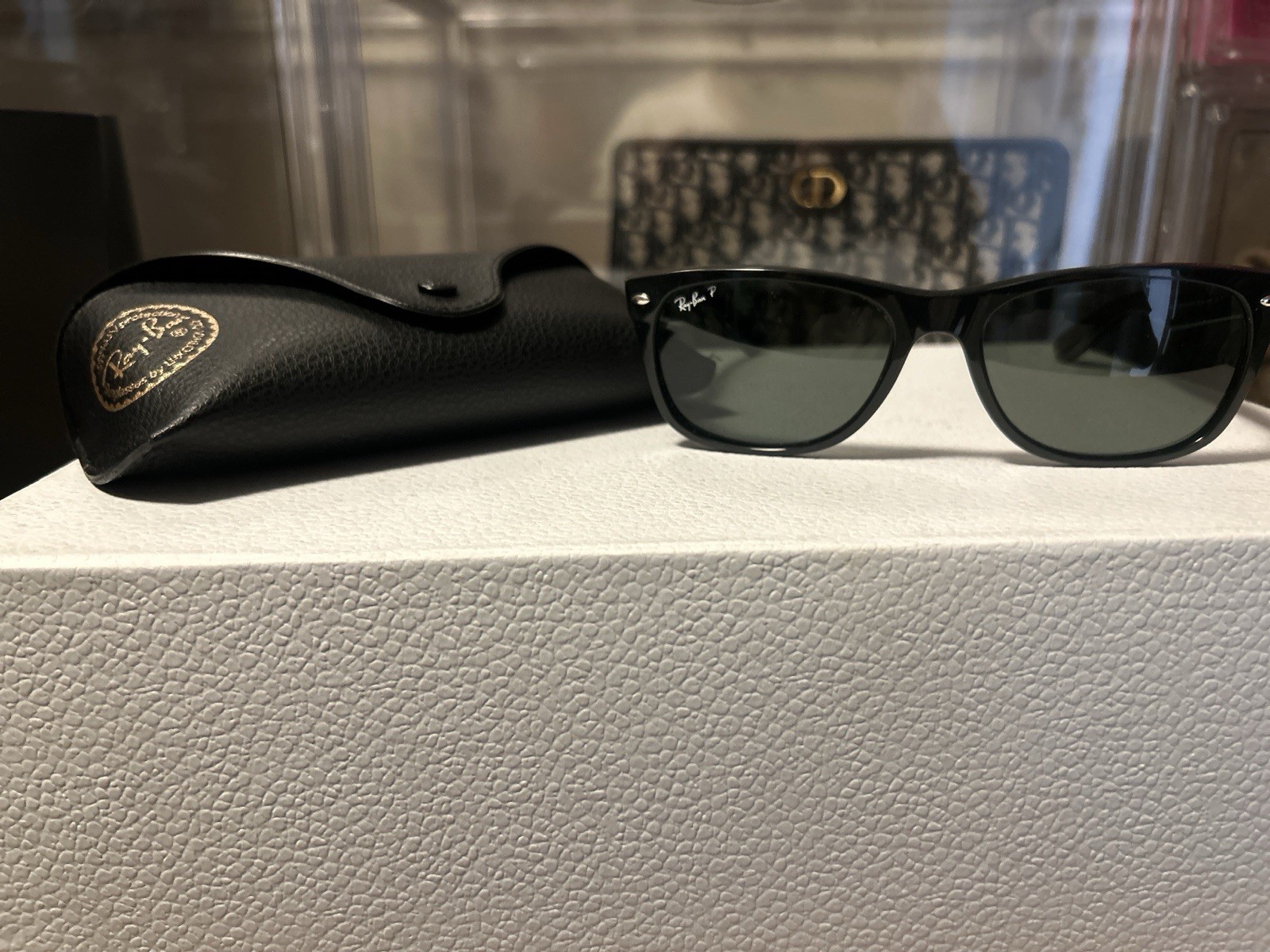 Ray-Ban Men’s Polarized Sunglasses Black Plastic Frame Green Lenses