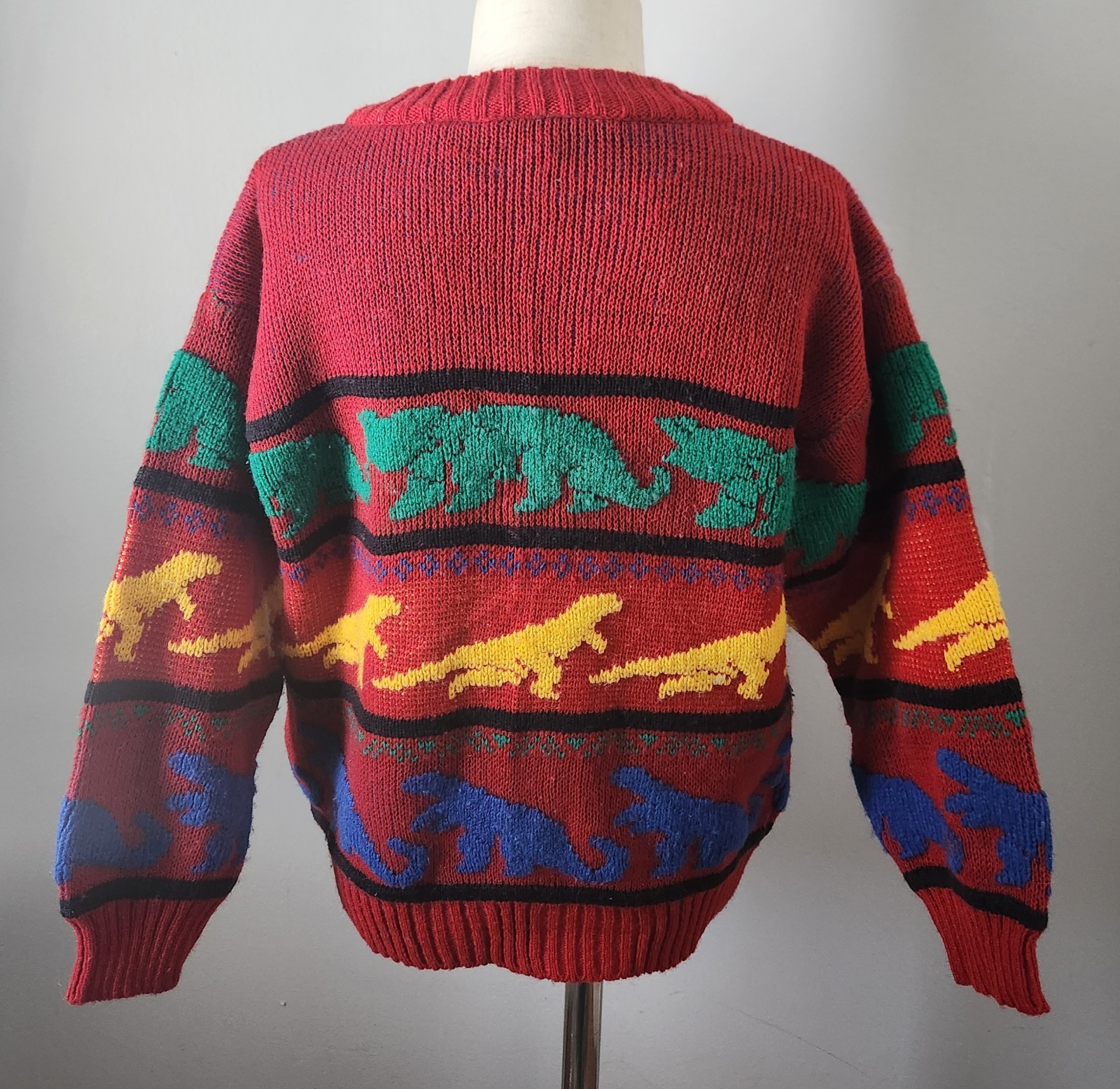 WAY COOL Kids Dinosaur Long Sleeve Knit Cardigan Multi Dino Buttons Size L (7)