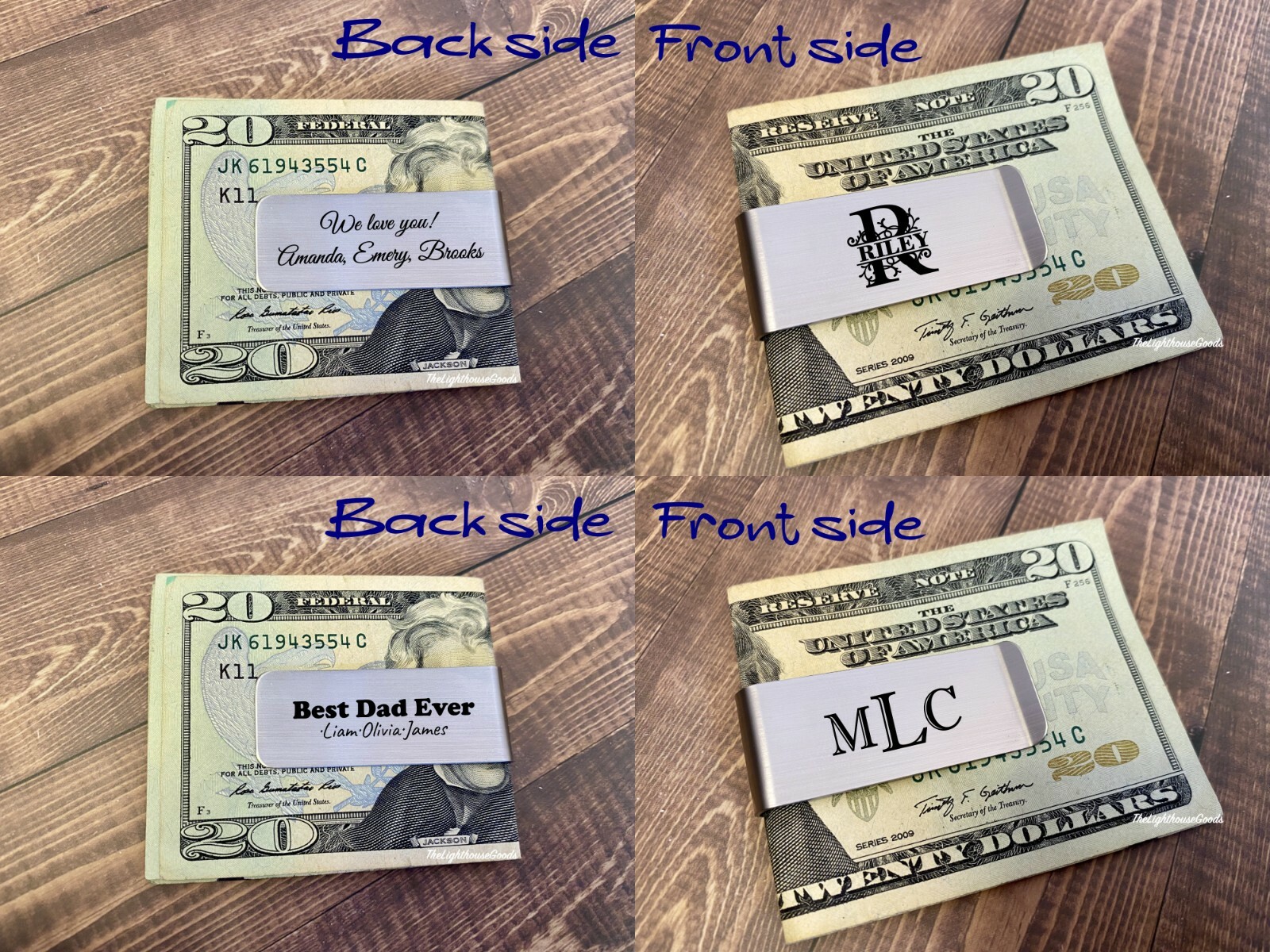 CUSTOM ENGRAVED Stainless Steel Money Clip Wedding Christmas Best Men Birthday