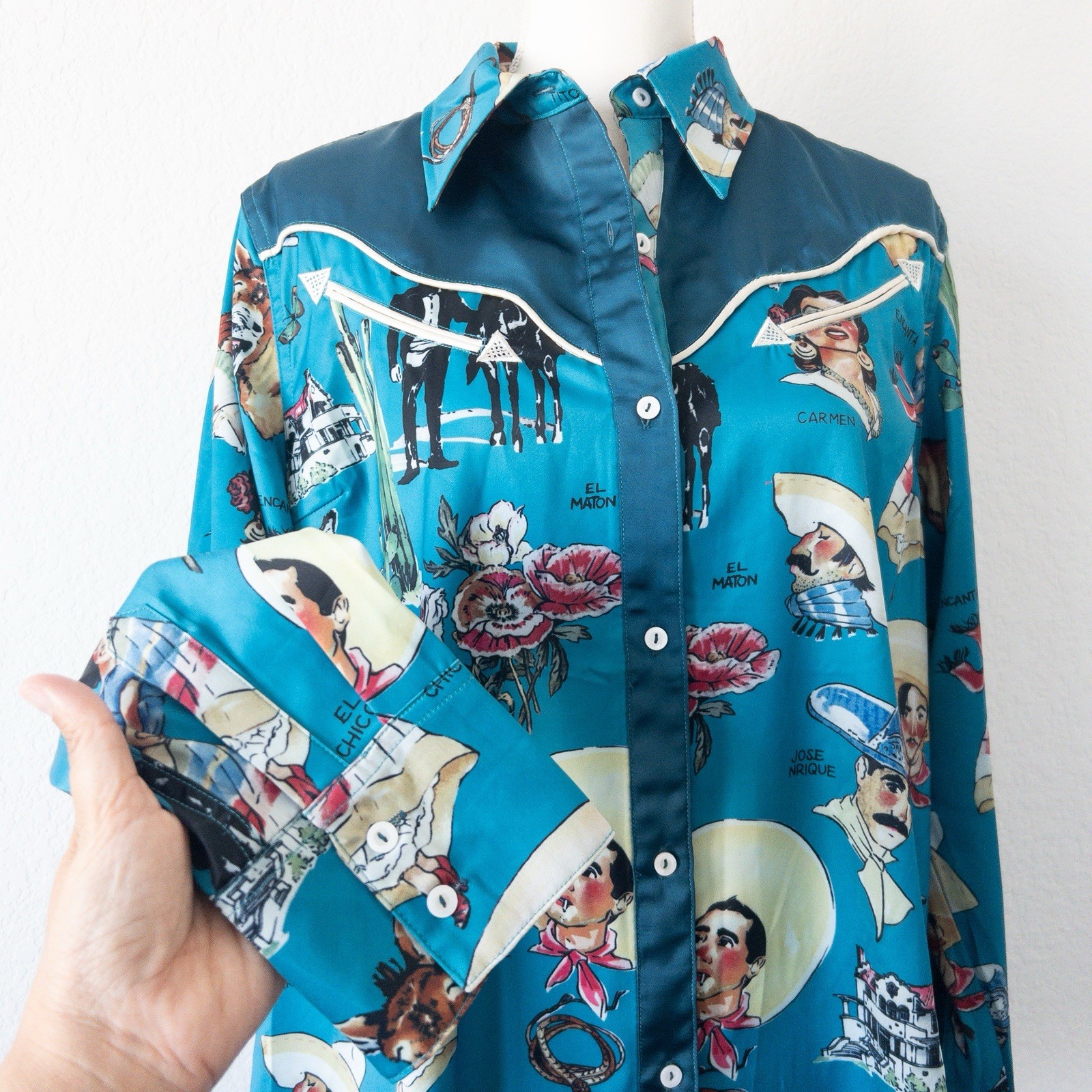 A Rare Bird Western Cowboy “El Chicote” Satin Button Up Shirt