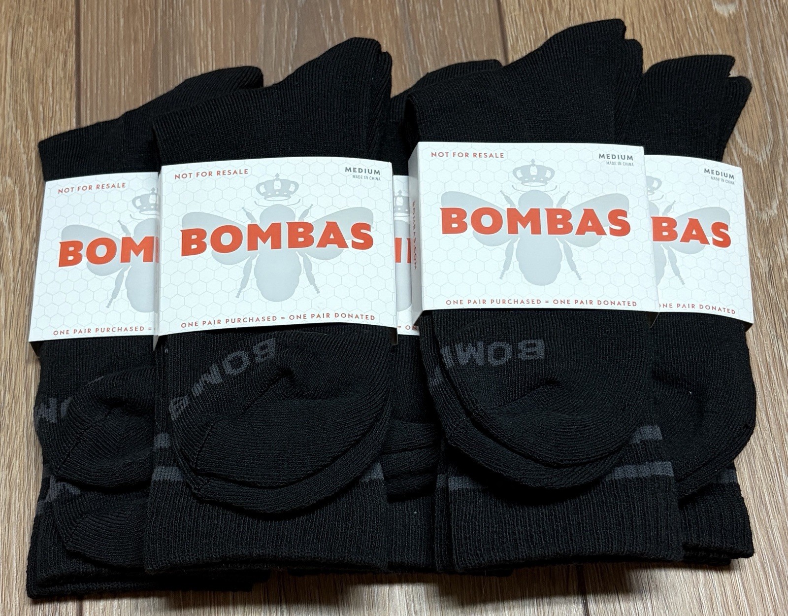 New 5 Pairs Bombas Socks Calf Crew Honeycomb Arch Support Black Unisex Size M