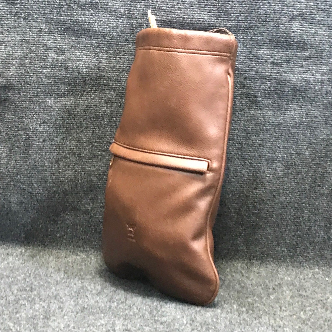Braun Büffel Design Germany Brown Leather Shoe Bag Drawstring Pouch Travel Bag