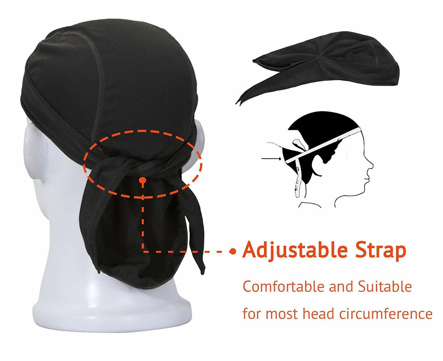 2 Pack Motorcycle Wrap Du Do Black Bandana Paisley Doo Rag Head Skull Cap Durag