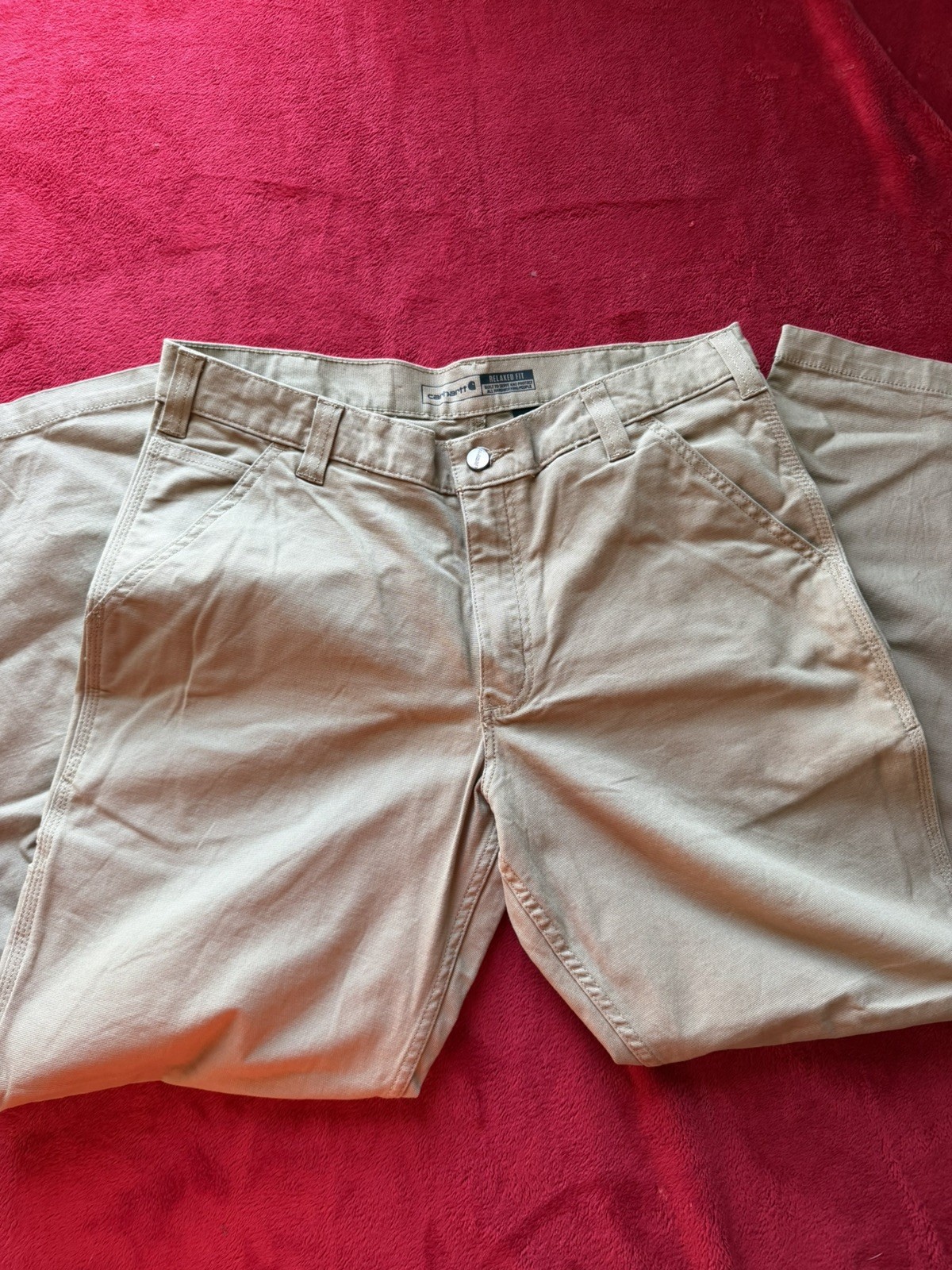 Carhartt Men’s Rugged Flex Canvas Work Pants Relaxed Fit Size 34×30 khaki NWT