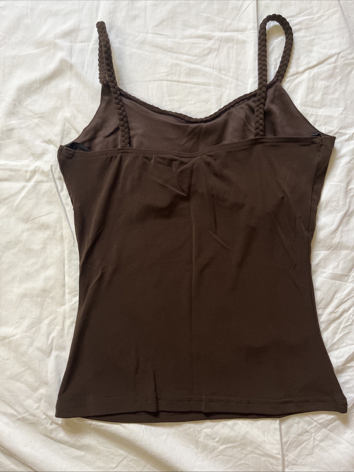 A. Buyer Women’s Tank Top Braided Straps Size Small Brown