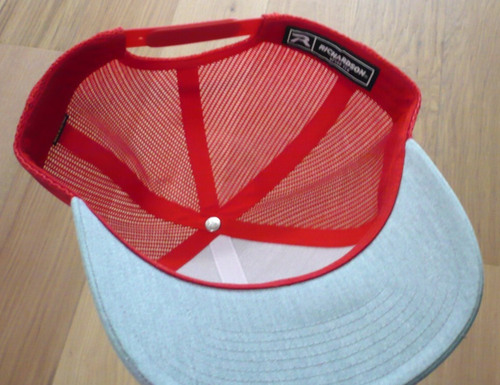 Unique Trucker Snapback Hat Cap Richardson 112 Red Grey Blue Logo Patch Mesh