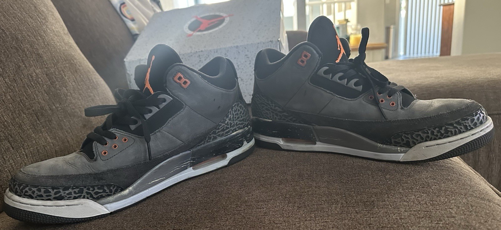 Jordan Air Jordan 3 Retro Fear Pack 2013 Black Gray Orange 626967-040
