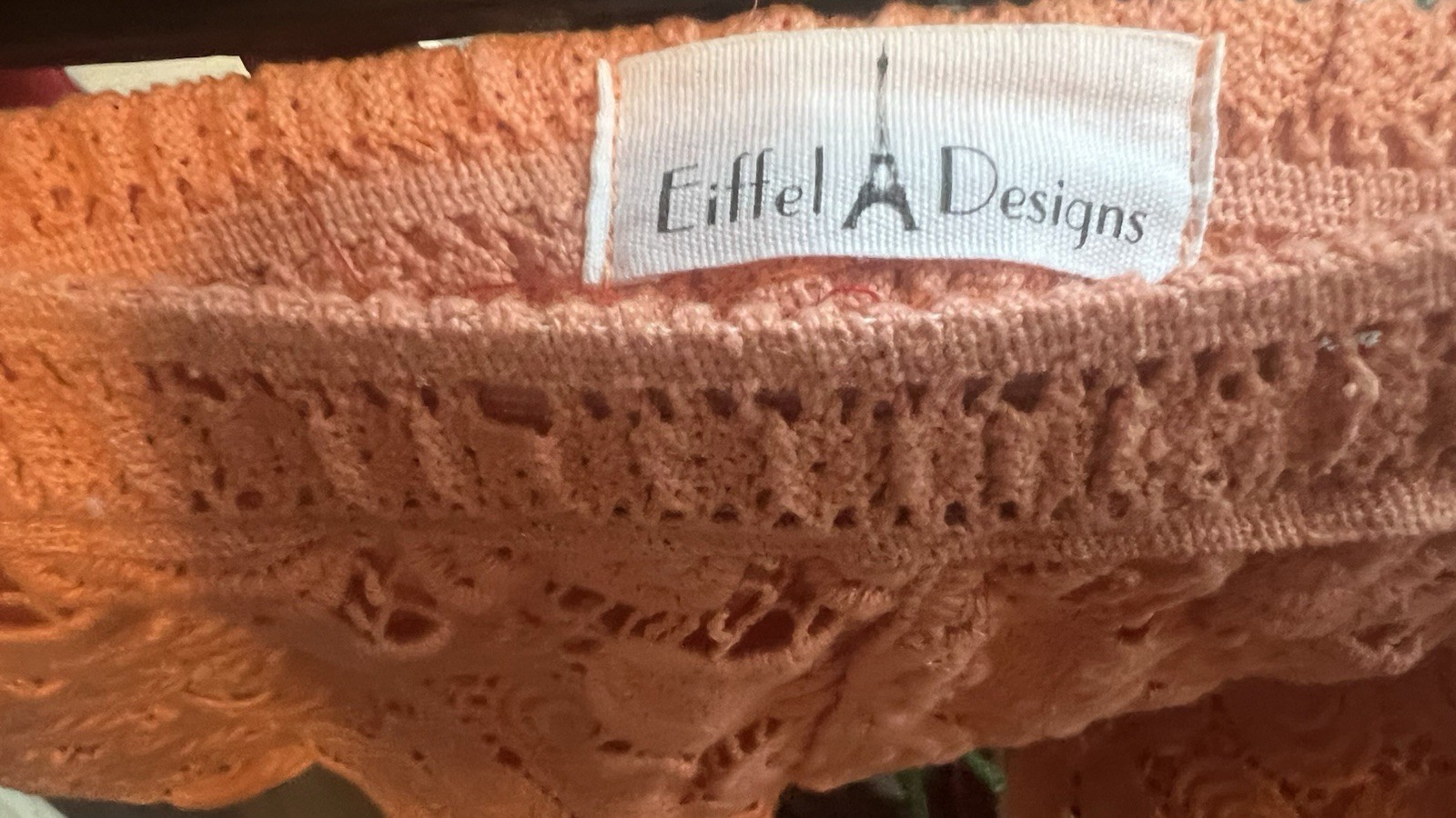 Eiffel Designs Women’s S/M Orange Lace Lined Pull-On Shorts Elastic High Rise