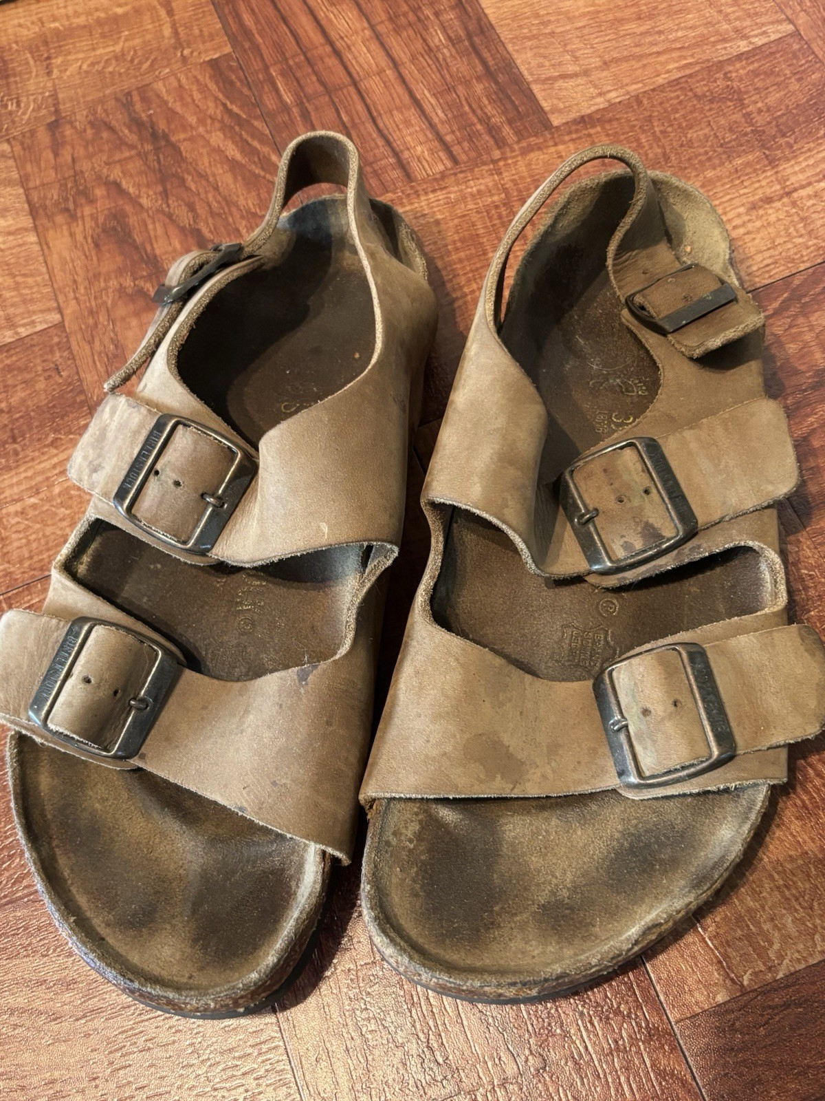 BIRKENSTOCK MILANO Brown Tan Suede Leather Sandals Size 39 W 8 / M 6
