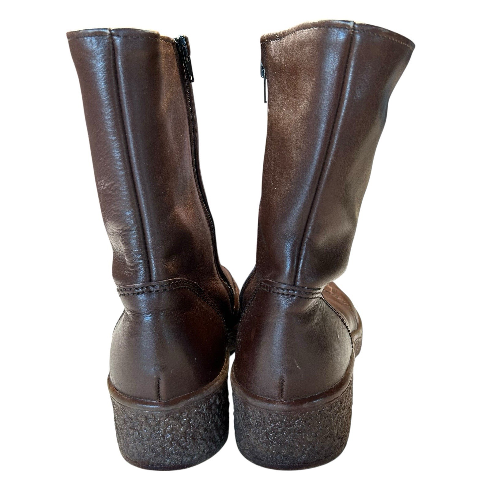 VTG BAMA LAMS Brown Leather Sheepskin Lined Boots West Germany Size 10.5 READ