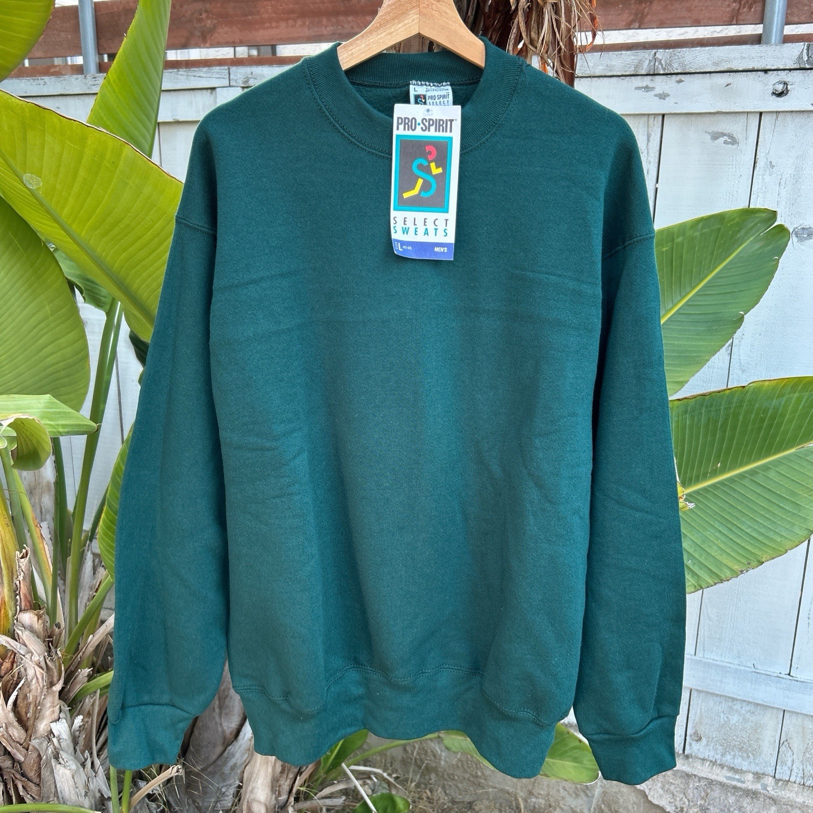 Vintage 1990s Pro Spirit Blank Crewneck USA Made Green Size L