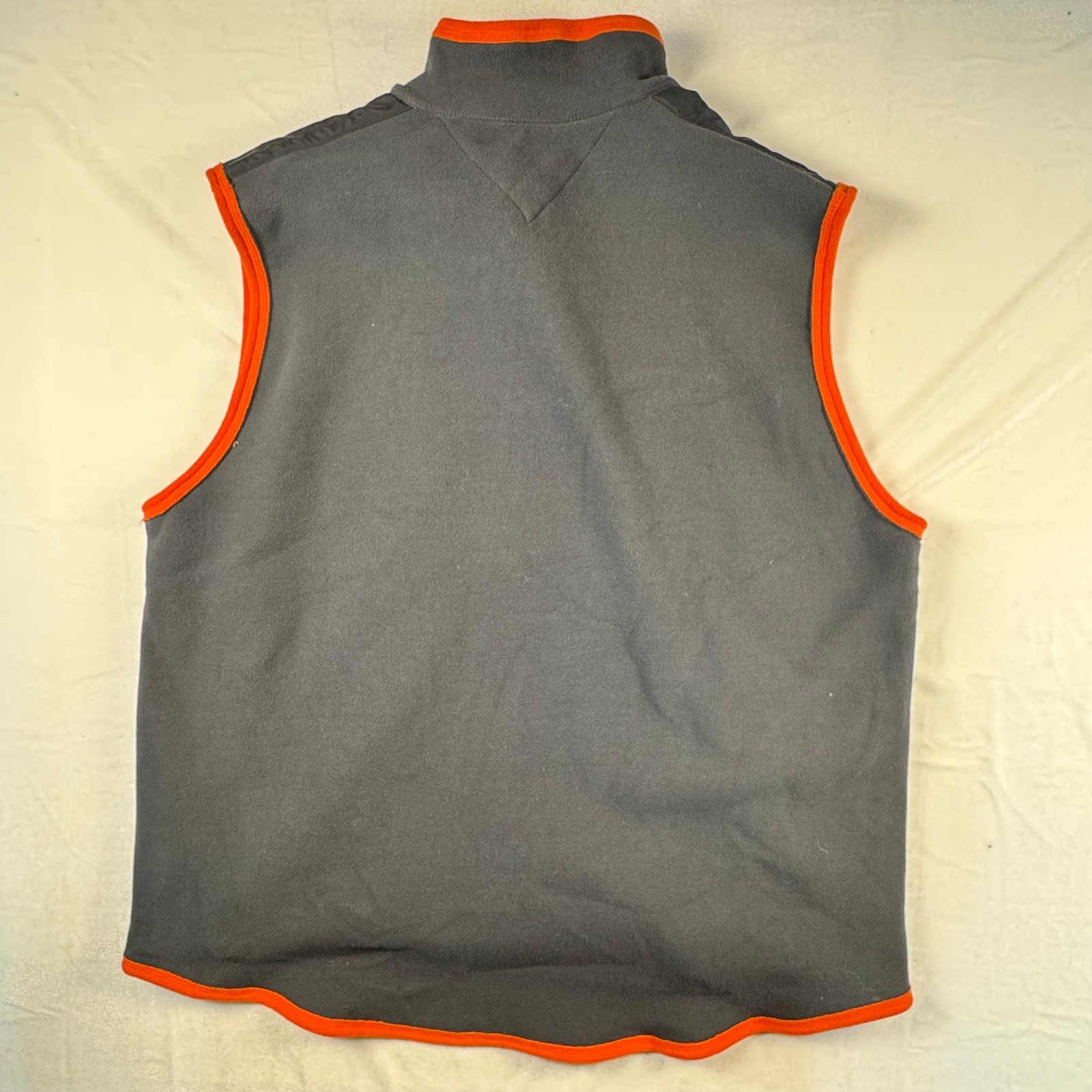 Tommy Hilfiger Mens Fleece Vest Charcoal Grey Orange Full Zip XL BAHOI New