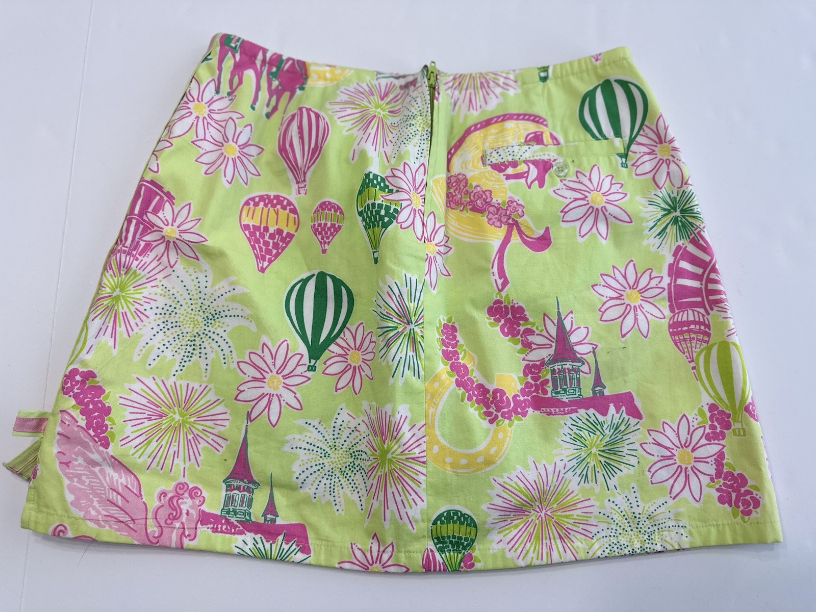 Lilly Pulitzer Derby Days Horses Palm Green Pink Simple Skirt Girls Size 14