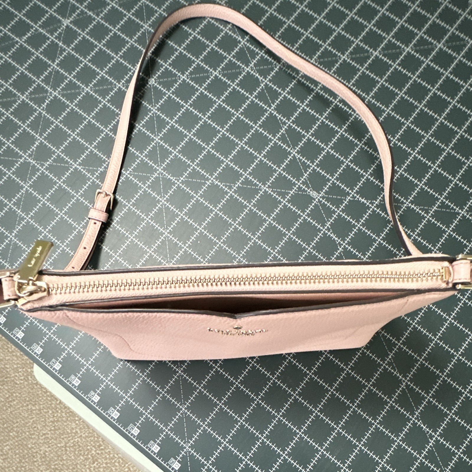 kate spade new york Pink Pebbled Zip Small Crossbody, Adjustable Strap, Gold