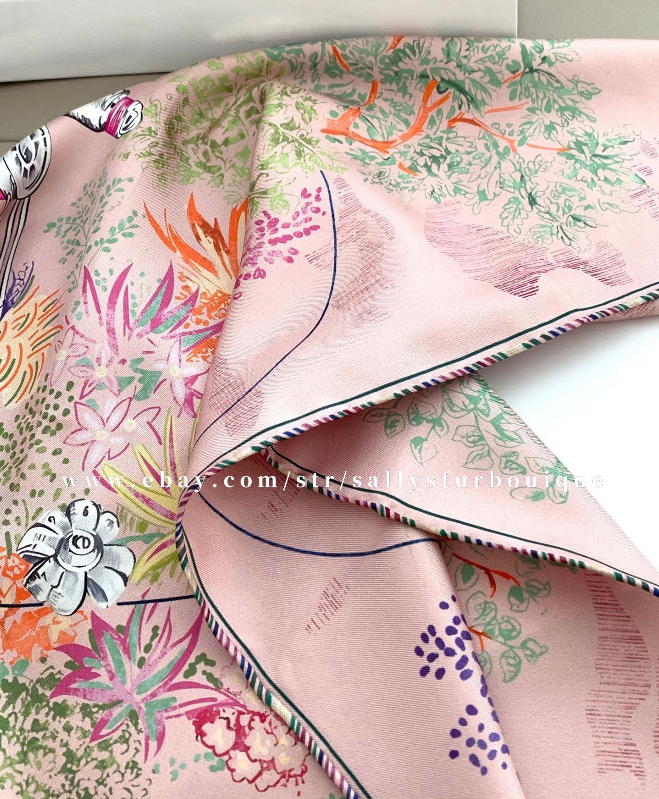 Sallys 18 Momme Twill Silk Wrap Scarf Florals Print Double Face Square Shawl 35″
