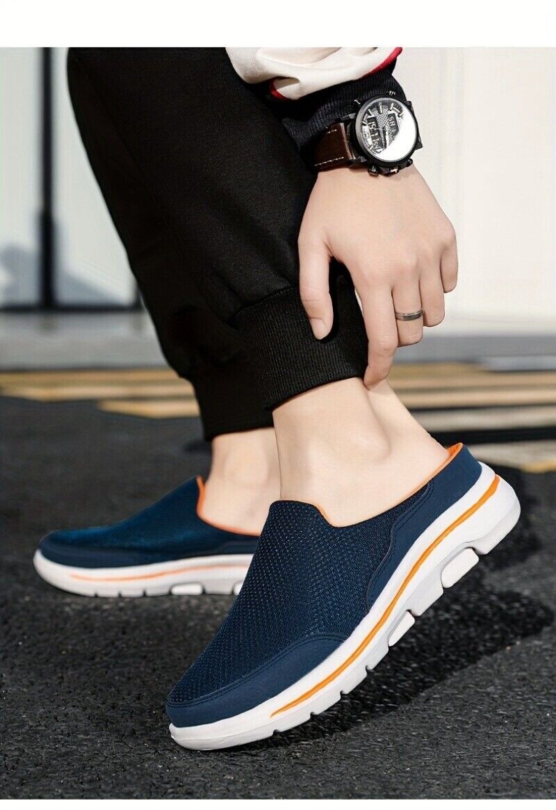 Men’s Slip-on Mules Half Sneakers Casual Walking Shoes Outdoor Backless Sneakers