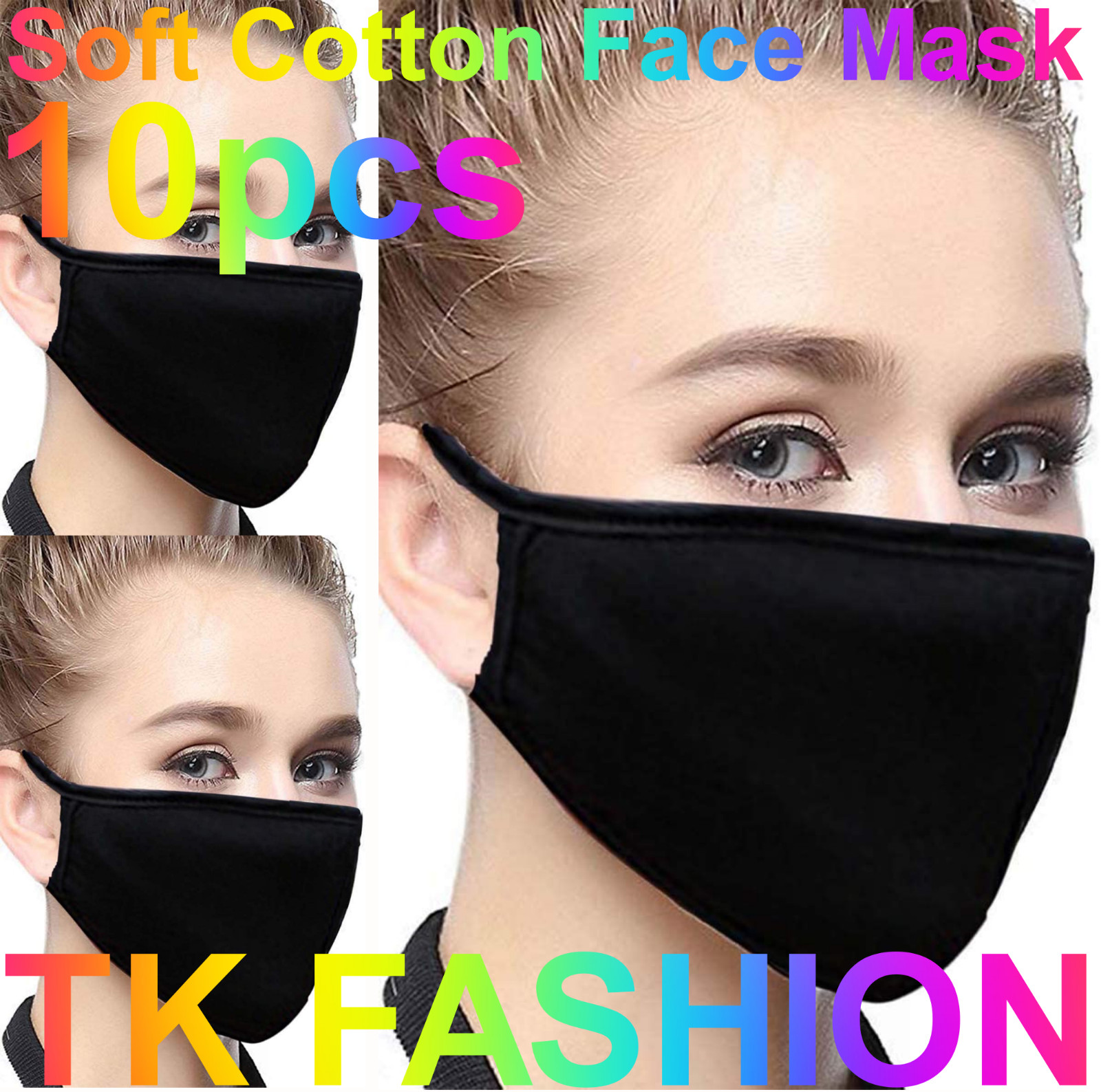 Soft Poly Cotton Face Black Mask Double Layer Reusable and Washable Unisex